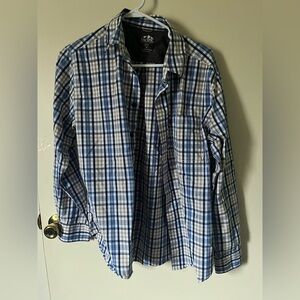 Pacific outfitters Men's Blue and White Checkered Shirt Jacket med